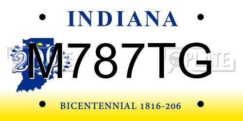 M787TG Indiana License Plate