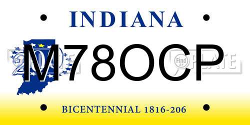 M78OCP Indiana License Plate