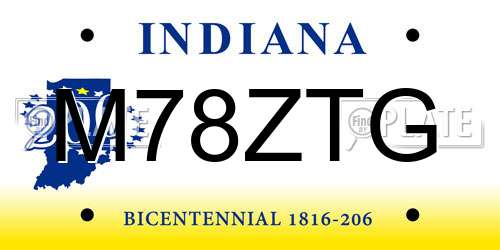 M78ZTG Indiana License Plate