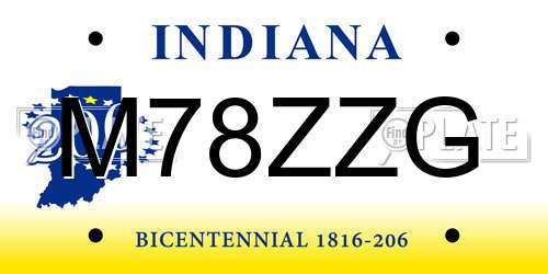 M78ZZG Indiana License Plate