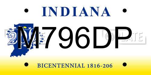 M796DP Indiana License Plate
