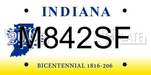 M842SF Indiana License Plate