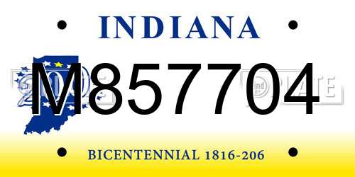 M857704 Indiana License Plate
