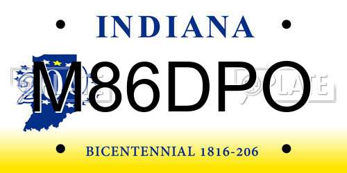 M86DPO Indiana License Plate
