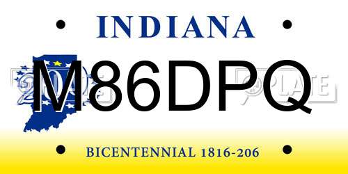 M86DPQ Indiana License Plate