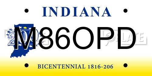 M86OPD Indiana License Plate