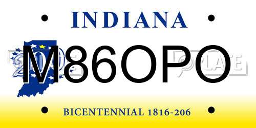 M86OPO Indiana License Plate