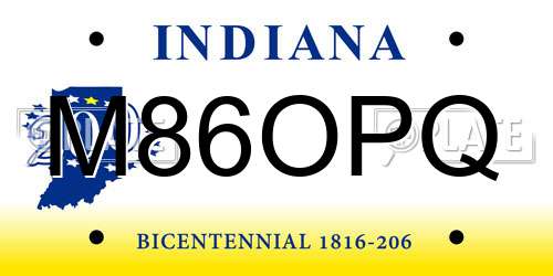 M86OPQ Indiana License Plate