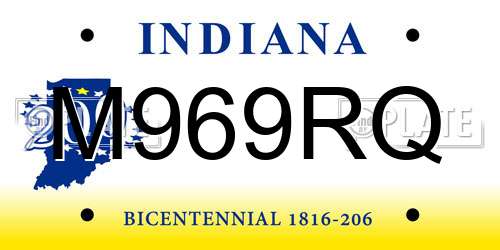 M969RQ Indiana License Plate