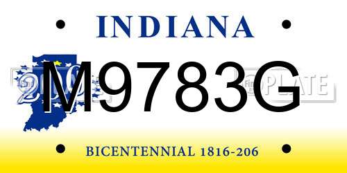 M9783G Indiana License Plate