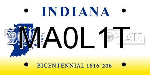 MA0L1T Indiana License Plate