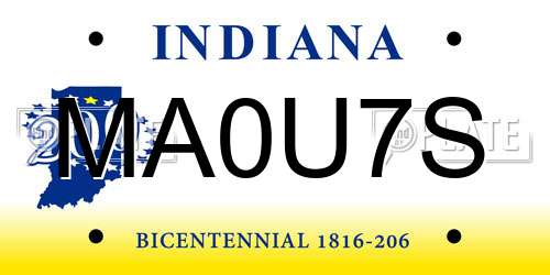 MA0U7S Indiana License Plate