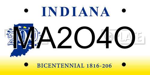 MA2O4O Indiana License Plate
