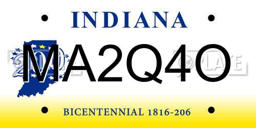 MA2Q4O Indiana License Plate