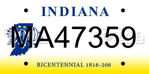 MA47359 Indiana License Plate
