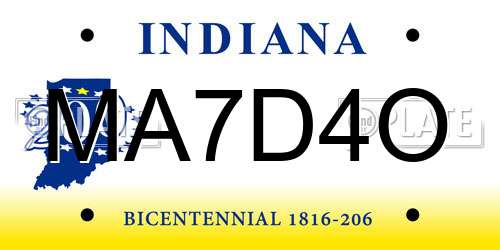 MA7D4O Indiana License Plate
