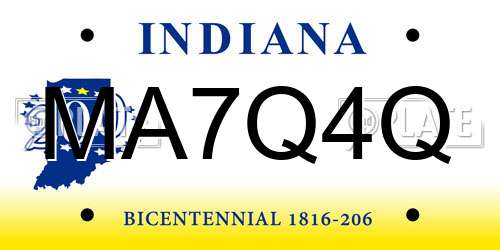 MA7Q4Q Indiana License Plate