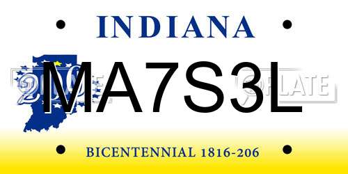 MA7S3L Indiana License Plate