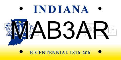 MAB3AR Indiana License Plate