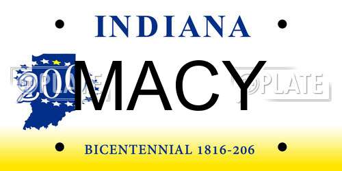 MACY Indiana License Plate