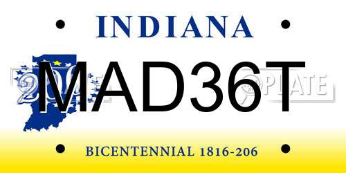 MAD36T Indiana License Plate