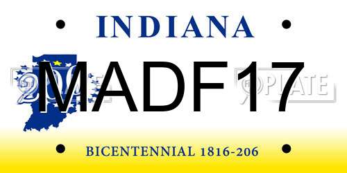 MADF17 Indiana License Plate