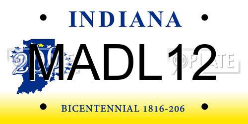 MADL12 Indiana License Plate