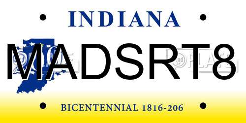 MADSRT8 Indiana License Plate