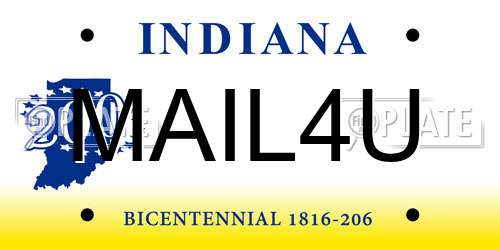 MAIL4U Indiana License Plate