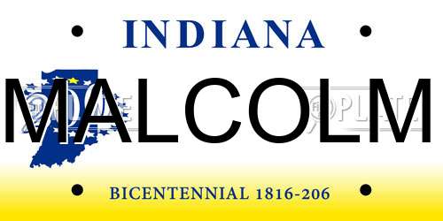 MALCOLM Indiana License Plate