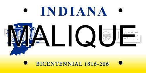 MALIQUE Indiana License Plate