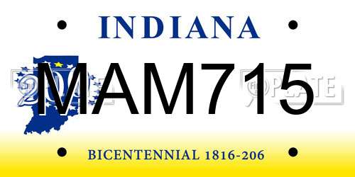 MAM715 Indiana License Plate