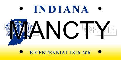 MANCTY Indiana License Plate