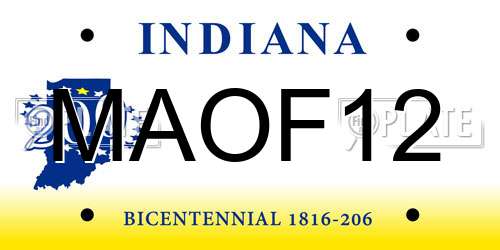 MAOF12 Indiana License Plate