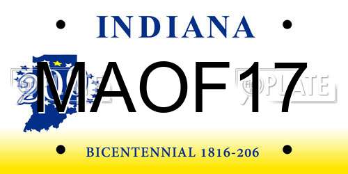 MAOF17 Indiana License Plate