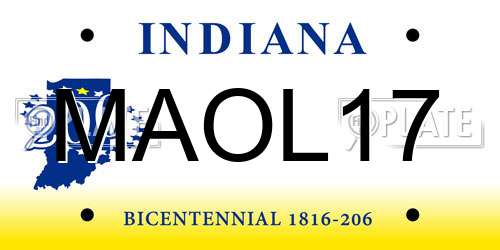 MAOL17 Indiana License Plate