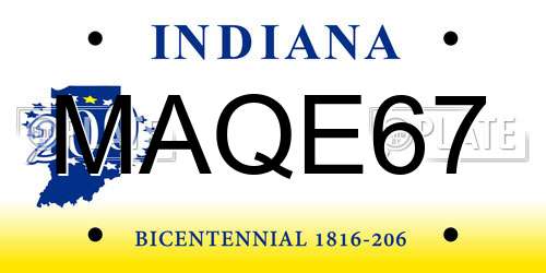 MAQE67 Indiana License Plate