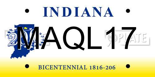 MAQL17 Indiana License Plate