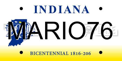 MARIO76 Indiana License Plate