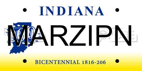 MARZIPN Indiana License Plate