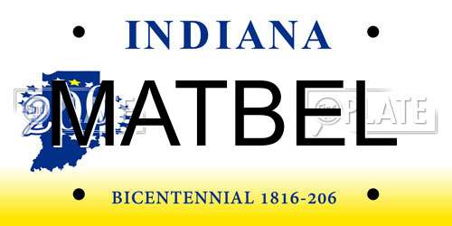MATBEL Indiana License Plate