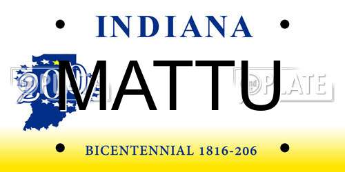 MATTU Indiana License Plate