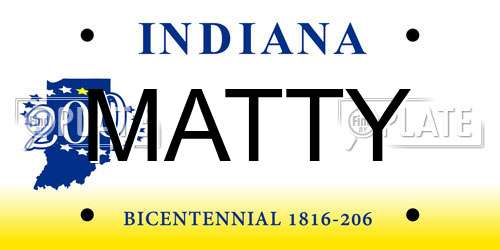 MATTY Indiana License Plate