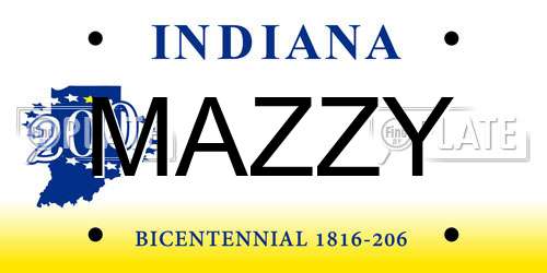MAZZY Indiana License Plate