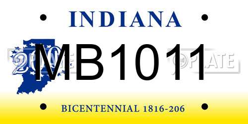 MB1011 Indiana License Plate