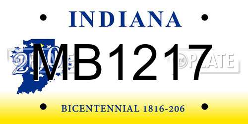 MB1217 Indiana License Plate