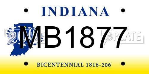 MB1877 Indiana License Plate