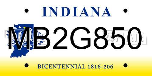 MB2G850 Indiana License Plate