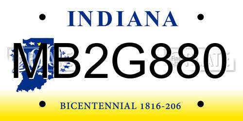 MB2G880 Indiana License Plate