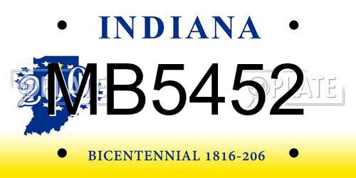 MB5452 Indiana License Plate